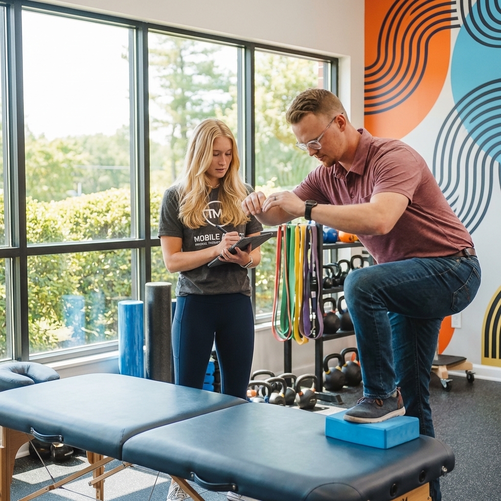 Patient working with a provider at a performance physical therapy clinic in Peachtree City
